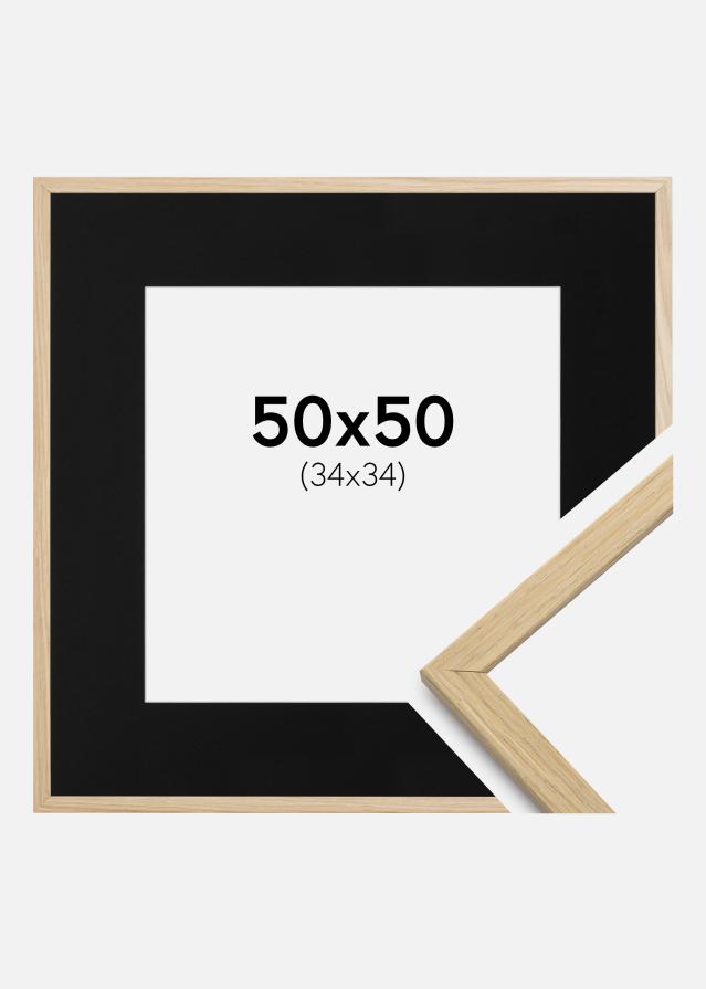 Ramme Edsbyn Eg 50x50 cm - Passepartout Sort 35x35 cm