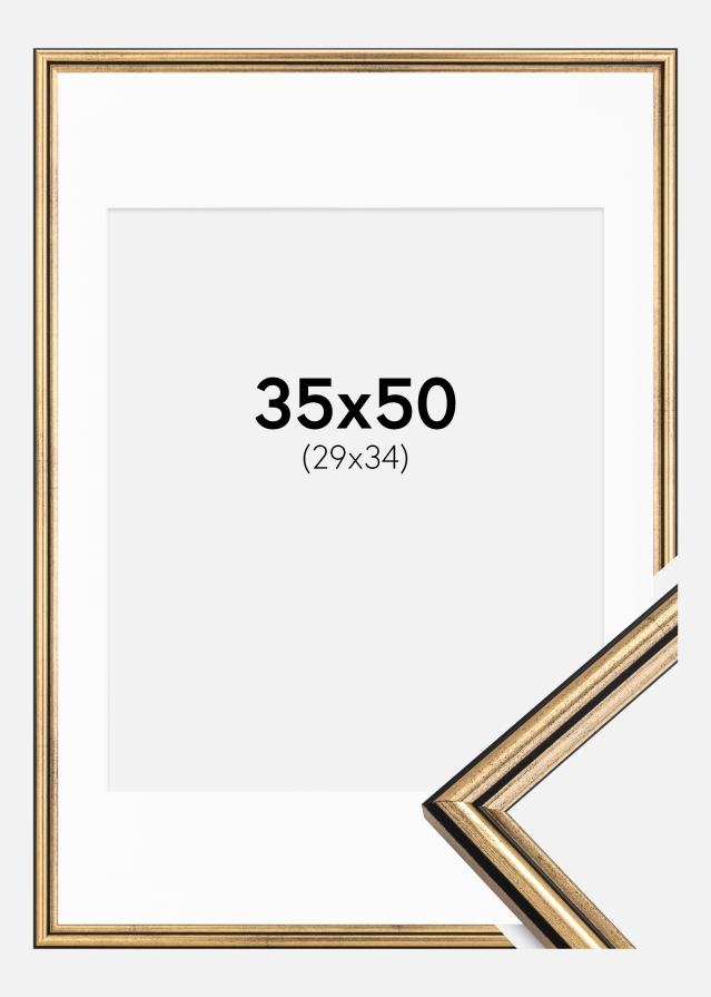 Ramme Horndal Guld 35x50 cm - Passepartout Hvid 30x35 cm