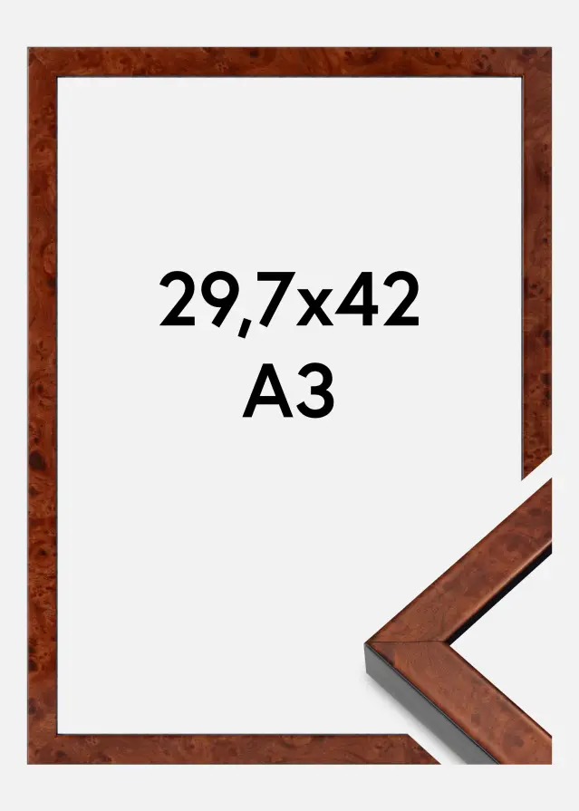 Ramme Hermes Akrylglas Burr Walnut 29,7x42 cm (A3)