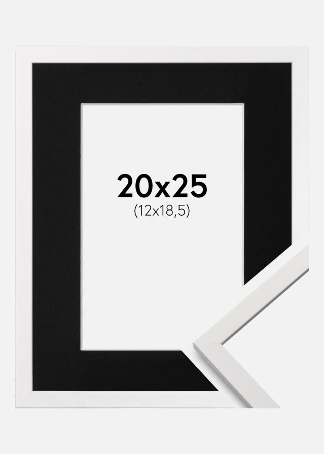 Ramme Edsbyn Hvid 20x25 cm - Passepartout Sort 13x19,5 cm