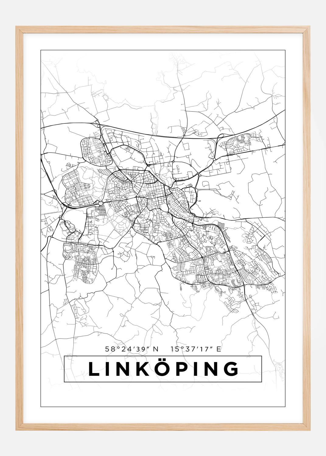 Product Image for Kort - Linköping - Hvid Plakat (21x29.7 cm (A4))