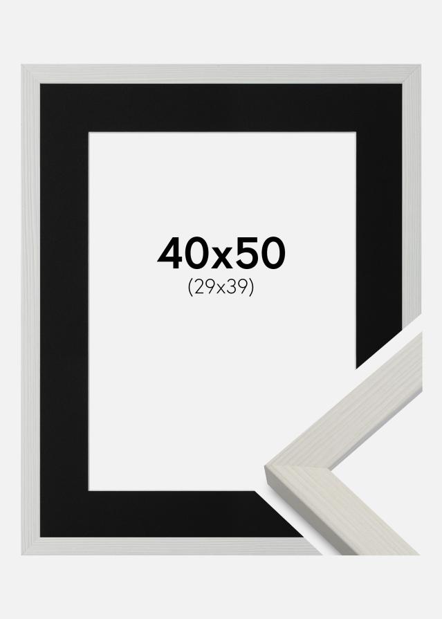 Ramme Fiorito Hvid 40x50 cm - Passepartout Sort 30x40 cm