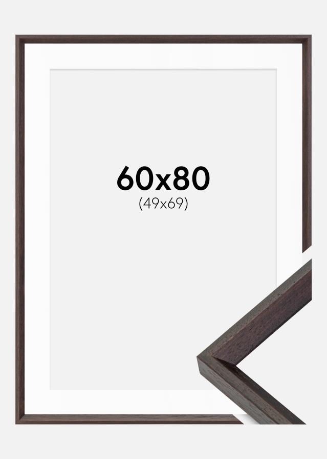 Ramme Globe Espresso 60x80 cm - Passepartout Hvid 50x70 cm