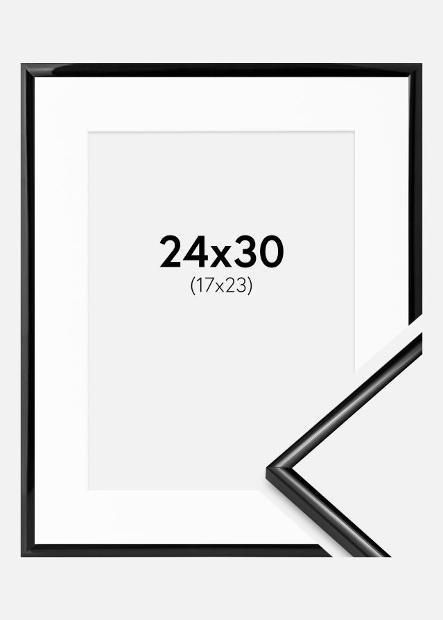 Ramme Scandi Sort 24x30 cm - Passepartout Hvid 18x24 cm