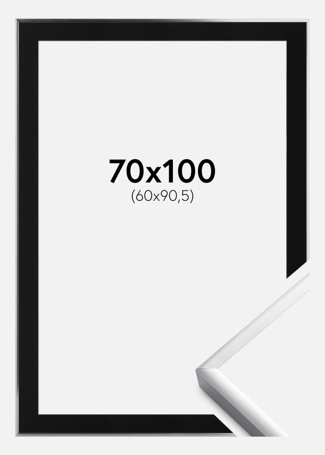 Ramme Poster Frame Aluminum Sølv 70x100 cm - Passepartout Sort 61x91,5 cm