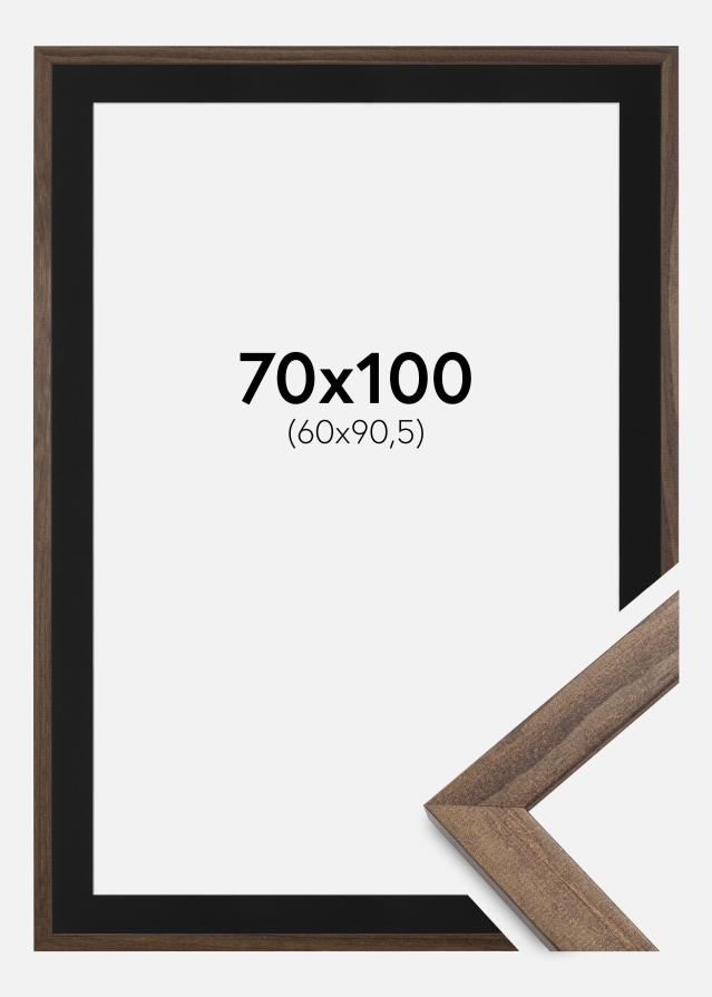 Ramme Stilren Valnød 70x100 cm - Passepartout Sort 61x91,5 cm