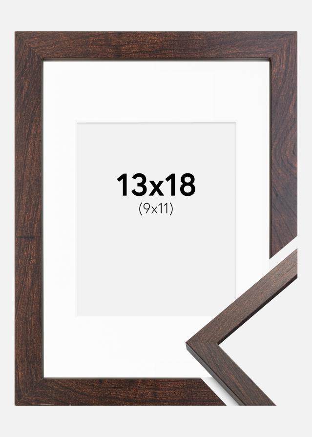 Ramme Trendy Valnød 13x18 cm - Passepartout Hvid 10x12 cm