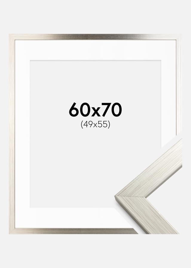 Ramme Silver Wood 60x70 cm - Passepartout Hvid 50x56 cm