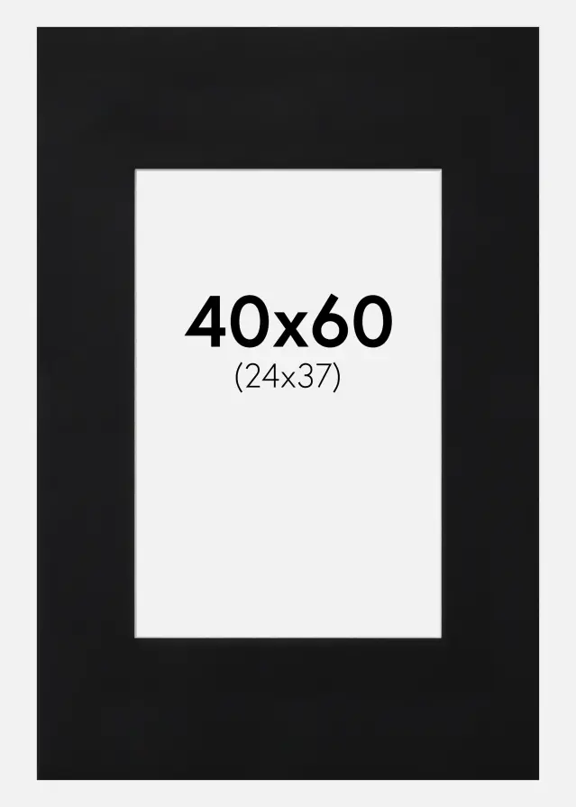 Passepartout Sort Standard (Hvid kerne) 40x60 cm (24x37)