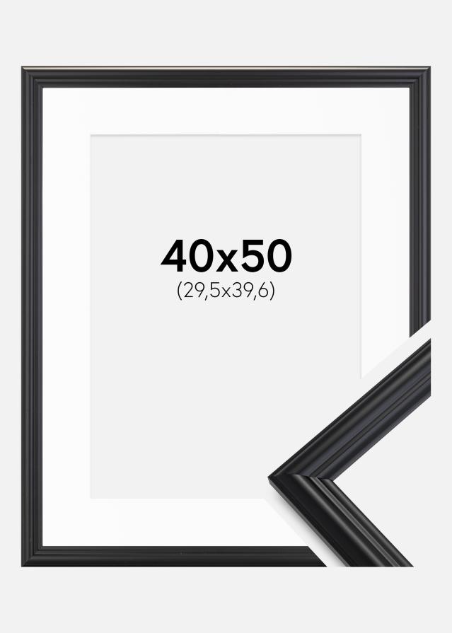 Ramme Siljan Sort 40x50 cm - Passepartout Hvid 12x16 inches