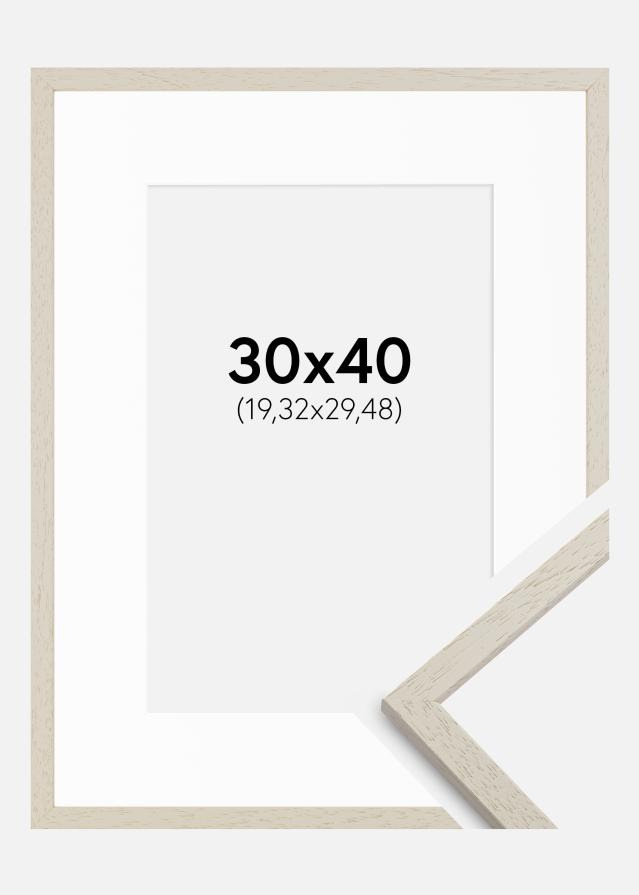 Ramme Edsbyn Sand 30x40 cm - Passepartout Hvid 8x12 inches