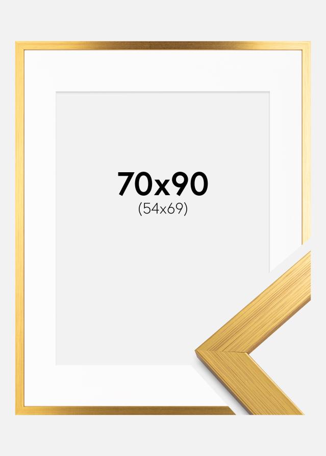 Ramme Gold Wood 70x90 cm - Passepartout Hvid 55x70 cm