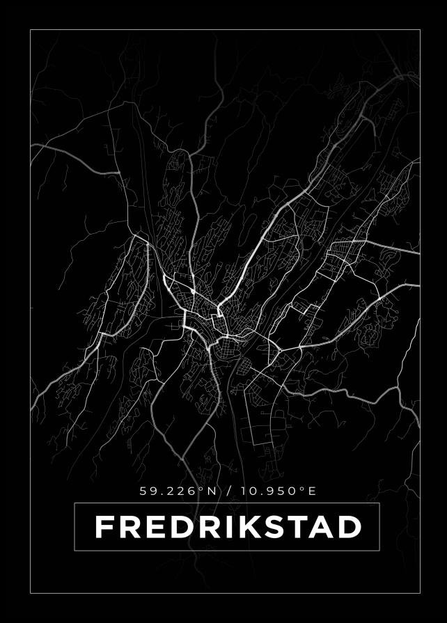 Kort - Fredrikstad - Sort Plakat
