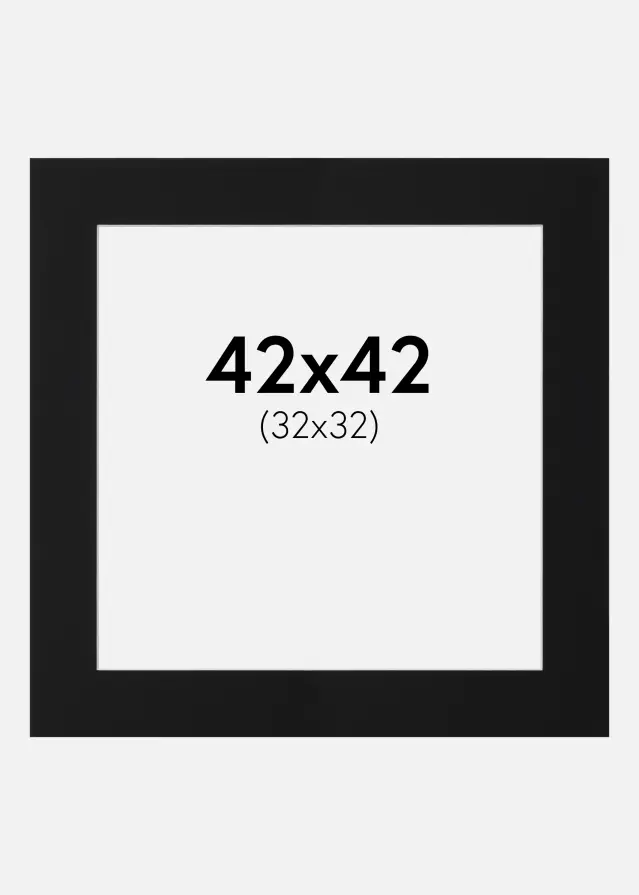 Passepartout Sort Standard (Hvid kerne) 42x42 cm (32x32)