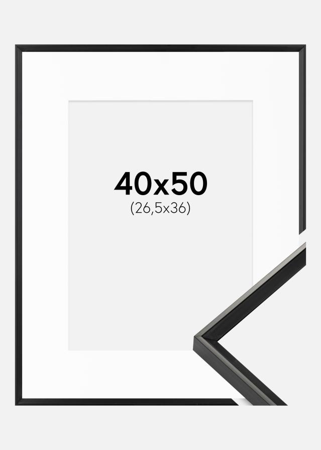 Ramme Desire Sort 40x50 cm - Passepartout Hvid 27,5x37 cm