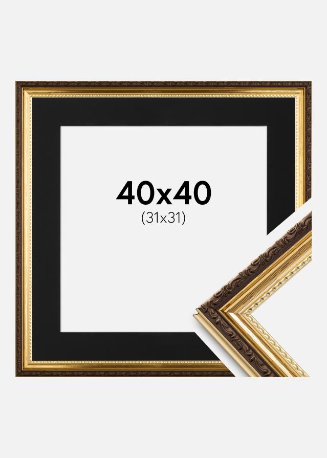 Ramme Abisko Guld 40x40 cm - Passepartout Sort 32x32 cm