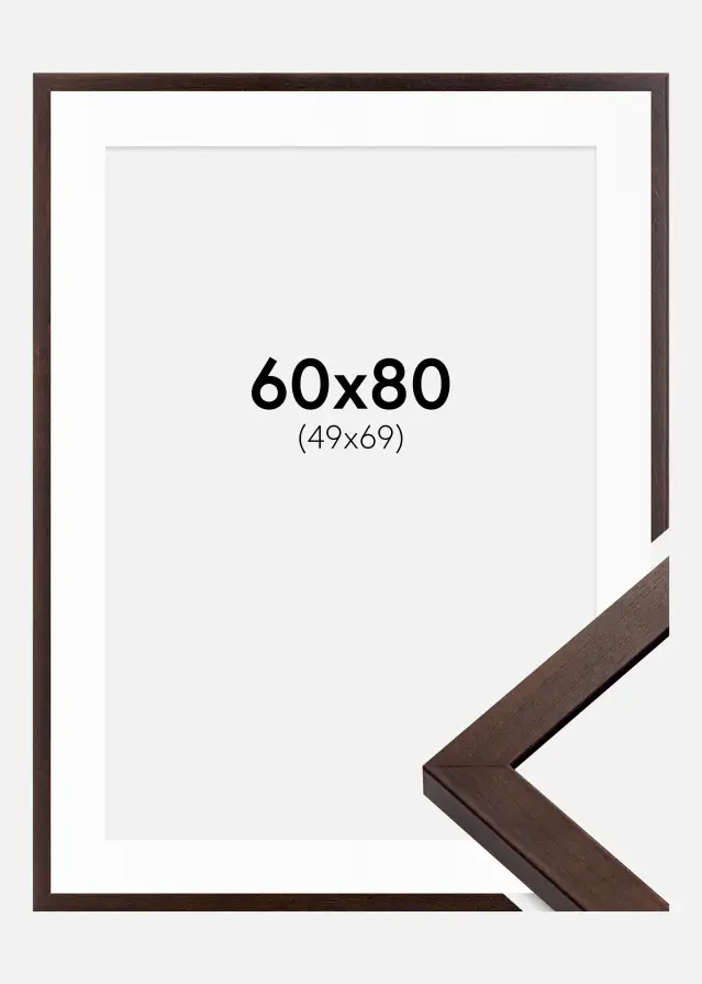 Ramme Selection Valnød 60x80 cm - Passepartout Hvid 50x70 cm
