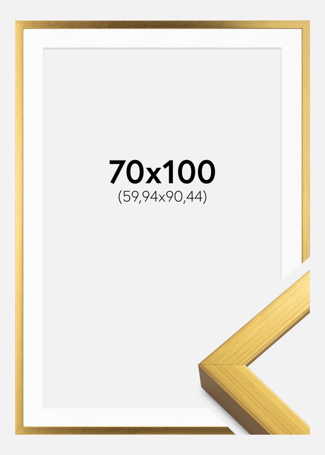 Ramme Falun Guld 70x100 cm - Passepartout Hvid 24x36 inches
