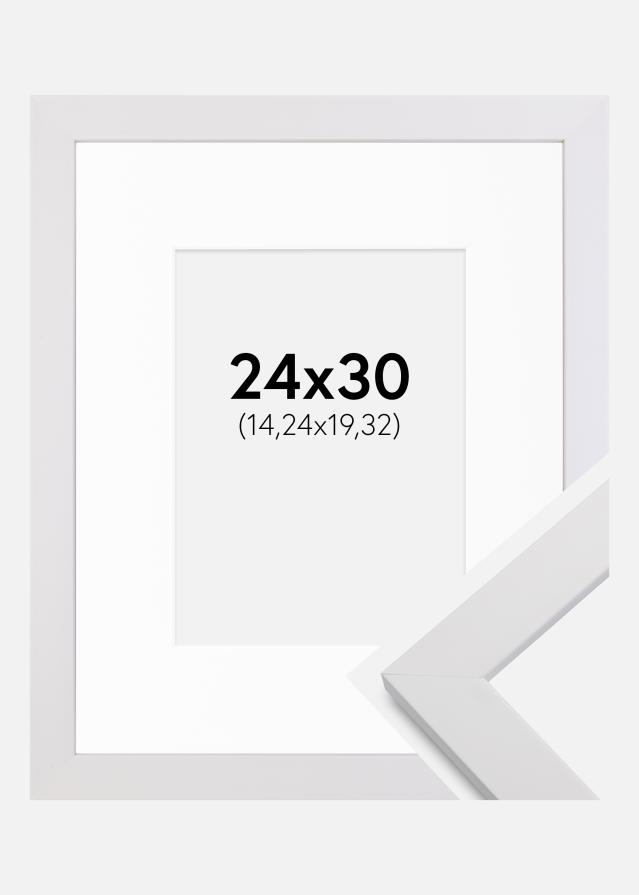 Ramme White Wood 24x30 cm - Passepartout Hvid 6x8 inches