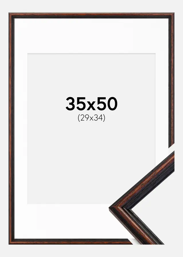 Ramme Horndal Valnød 35x50 cm - Passepartout Hvid 30x35 cm