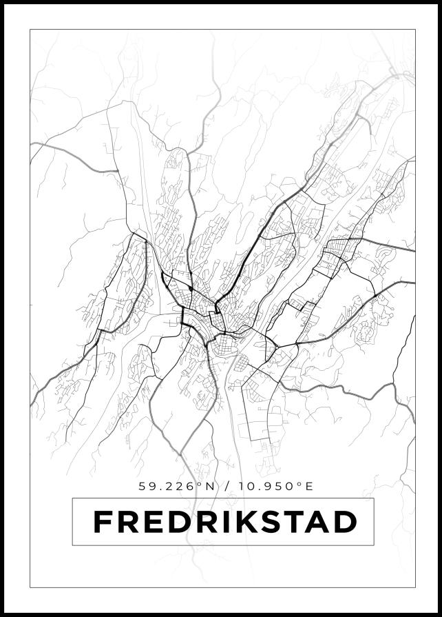 Kort - Fredrikstad - Hvid Plakat