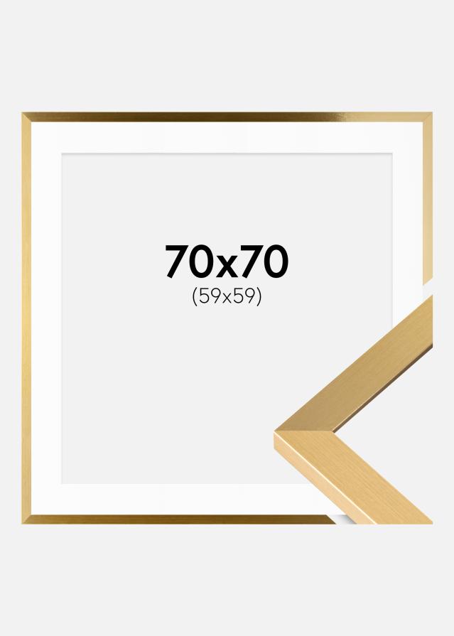 Ramme Selection Guld 70x70 cm - Passepartout Hvid 60x60 cm