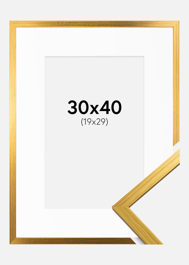 Ramme Edsbyn Guld 30x40 cm - Passepartout Hvid 20x30 cm
