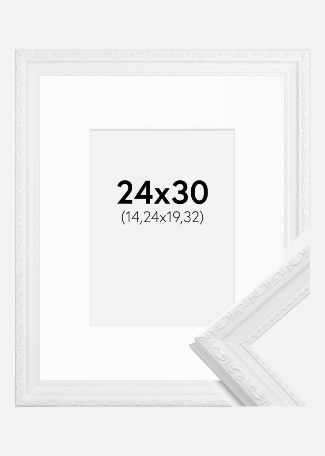 Ramme Abisko Hvid 24x30 cm - Passepartout Hvid 6x8 inches