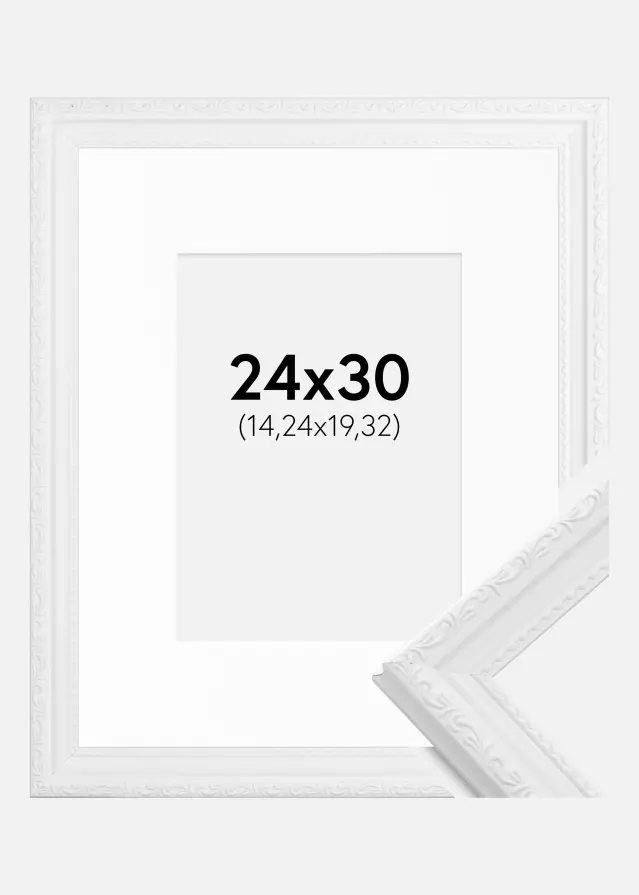 Ramme Abisko Hvid 24x30 cm - Passepartout Hvid 6x8 inches