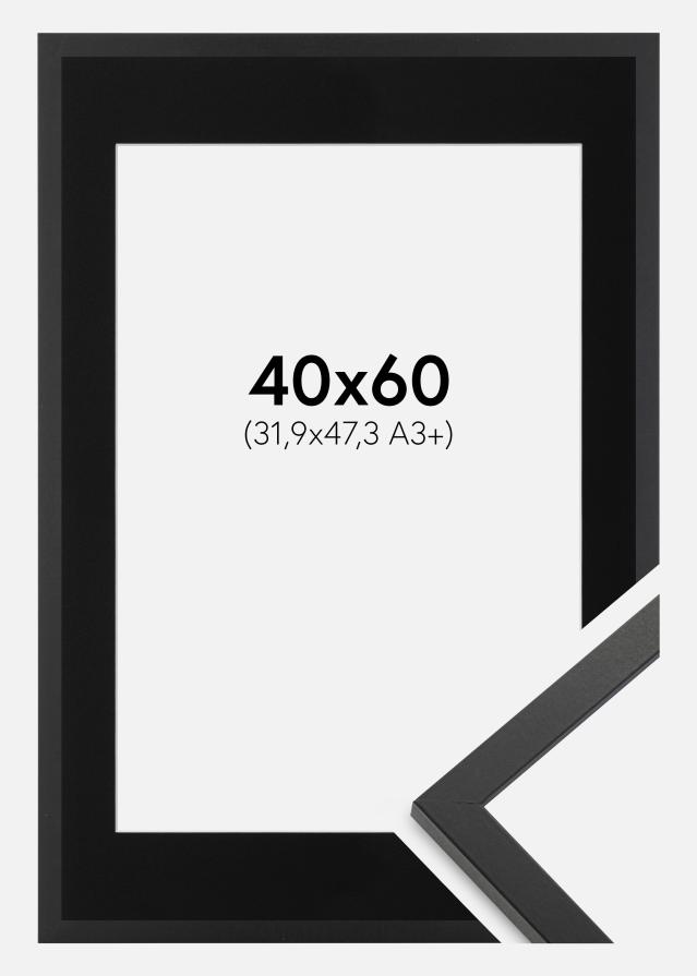 Ramme Trendy Sort 40x60 cm - Passepartout Sort 32,9x48,3 cm (A3+)