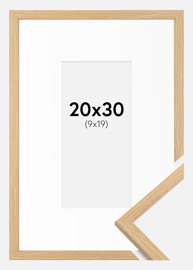 Ramme Galant Eg 20x30 cm - Passepartout Hvid 10x20 cm