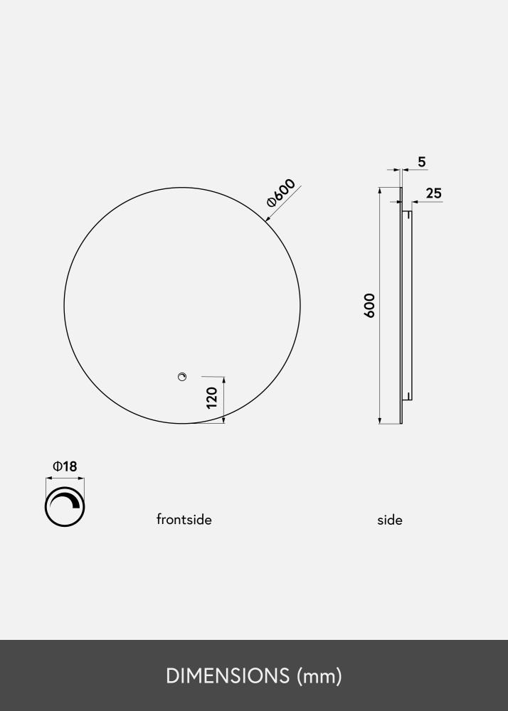 KAILA Spejl LED 60 cm Ø