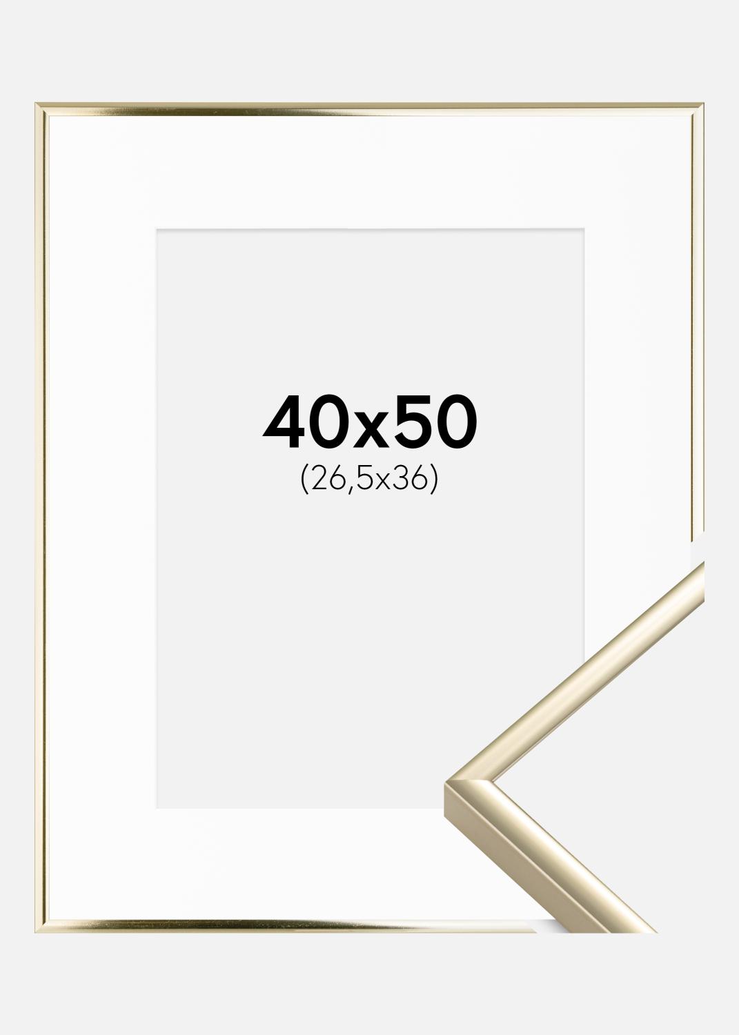 Product Image for Ramme Aluminium Blank Guld 40x50 cm - Passepartout Hvid 27,5x37 cm