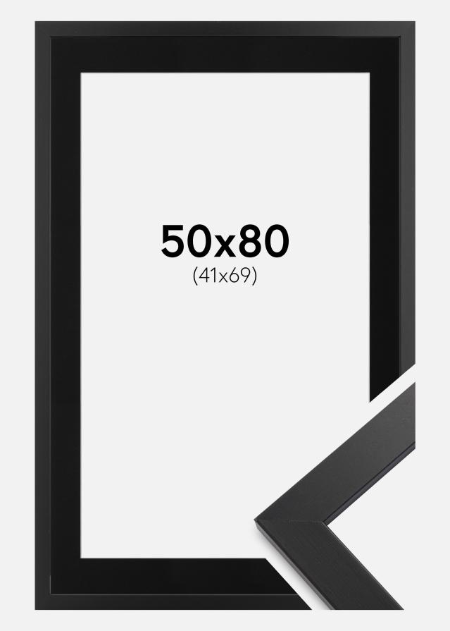 Ramme Black Wood 50x80 cm - Passepartout Sort 42x70 cm