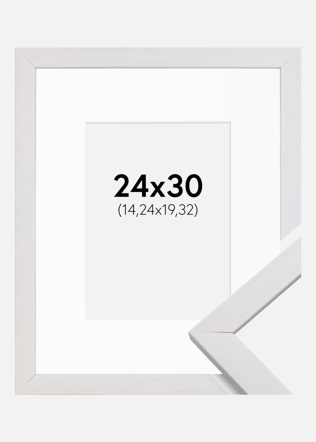Ramme Stilren Hvid 24x30 cm - Passepartout Hvid 6x8 inches