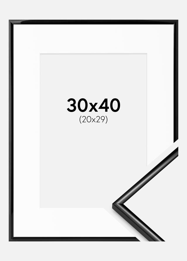 Ramme Scandi Sort 30x40 cm - Passepartout Hvid 21x30 cm