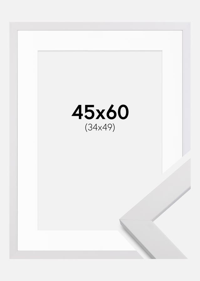 Ramme White Wood 45x60 cm - Passepartout Hvid 35x50 cm