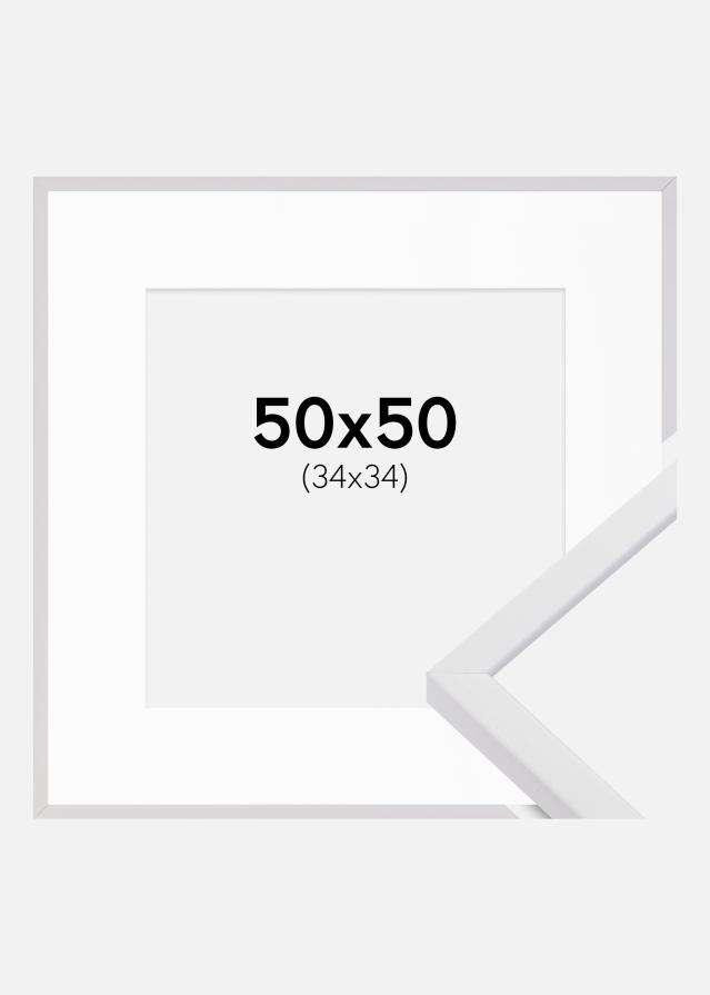 Ramme E-Line Hvid 50x50 cm - Passepartout Hvid 35x35 cm