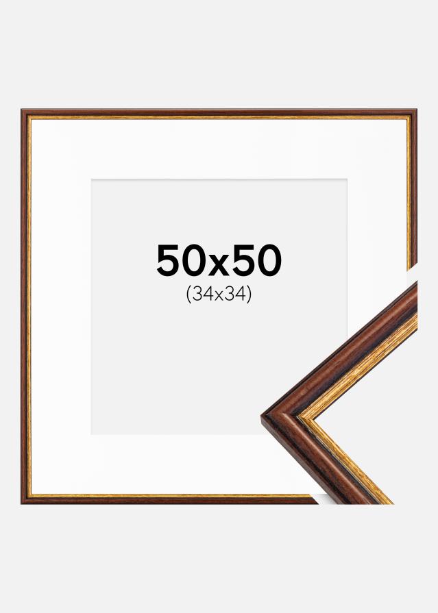 Ramme Horndal Brun 50x50 cm - Passepartout Hvid 35x35 cm
