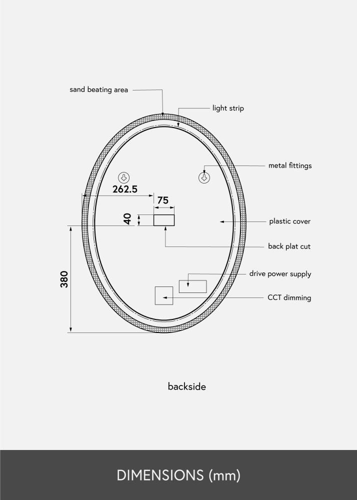 KAILA Spejl Oval LED 60x80 cm