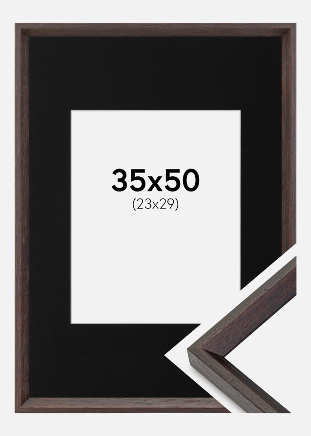 Ramme Globe Espresso 35x50 cm - Passepartout Sort 24x30 cm