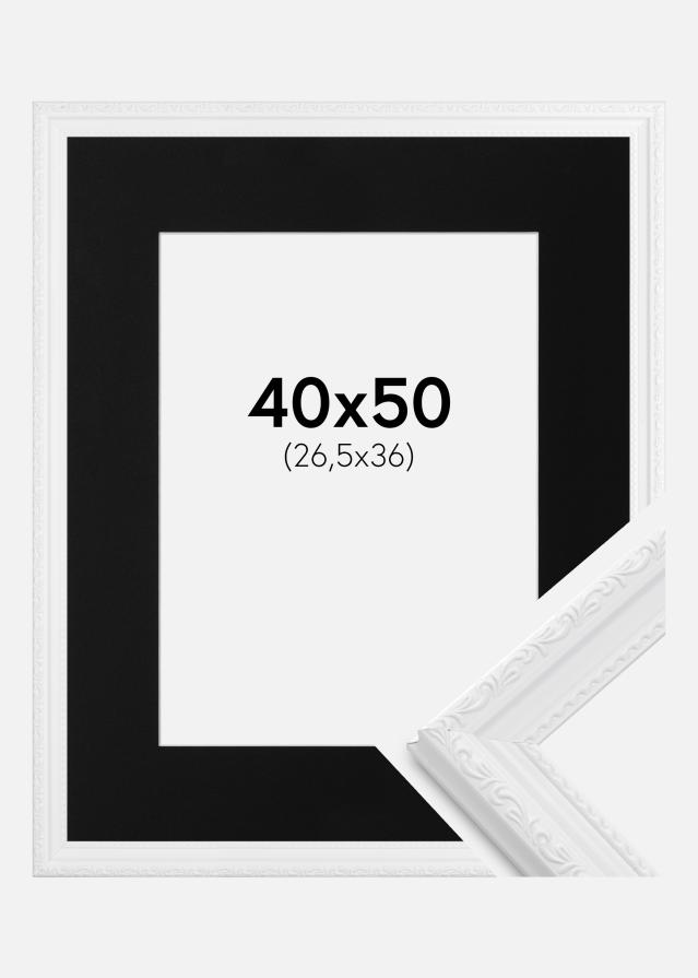 Ramme Abisko Hvid 40x50 cm - Passepartout Sort 27,5x37 cm