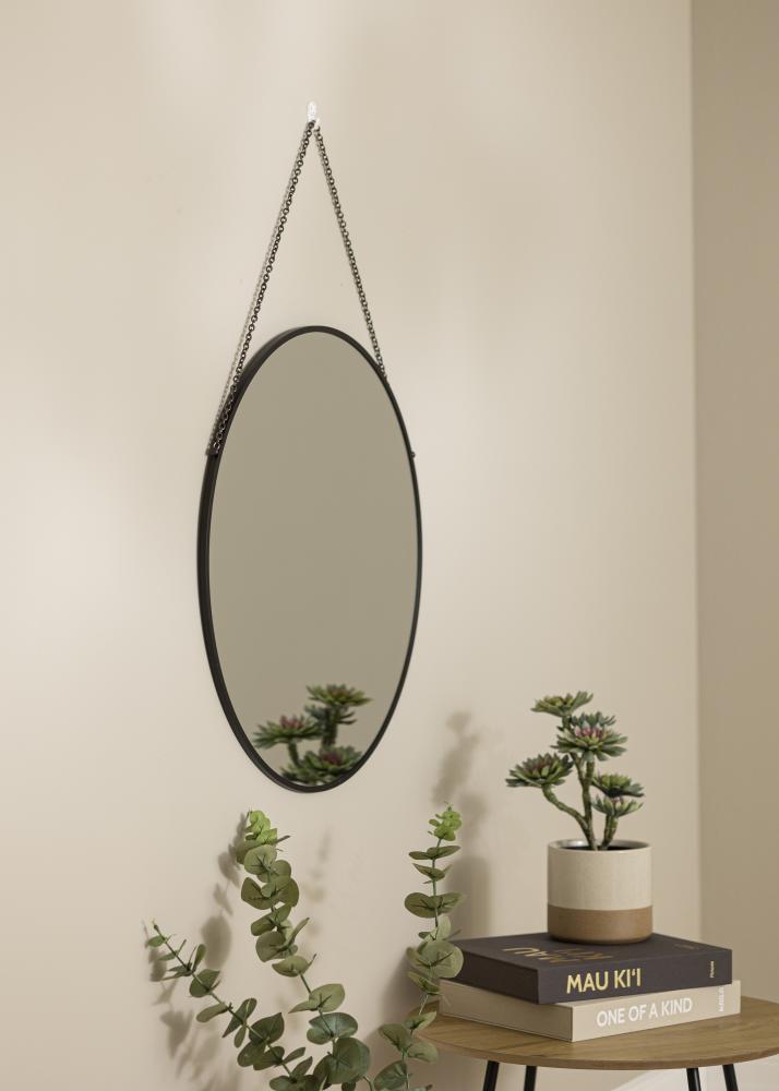 Rundt Spejl Modern Sort 61 cm Ø