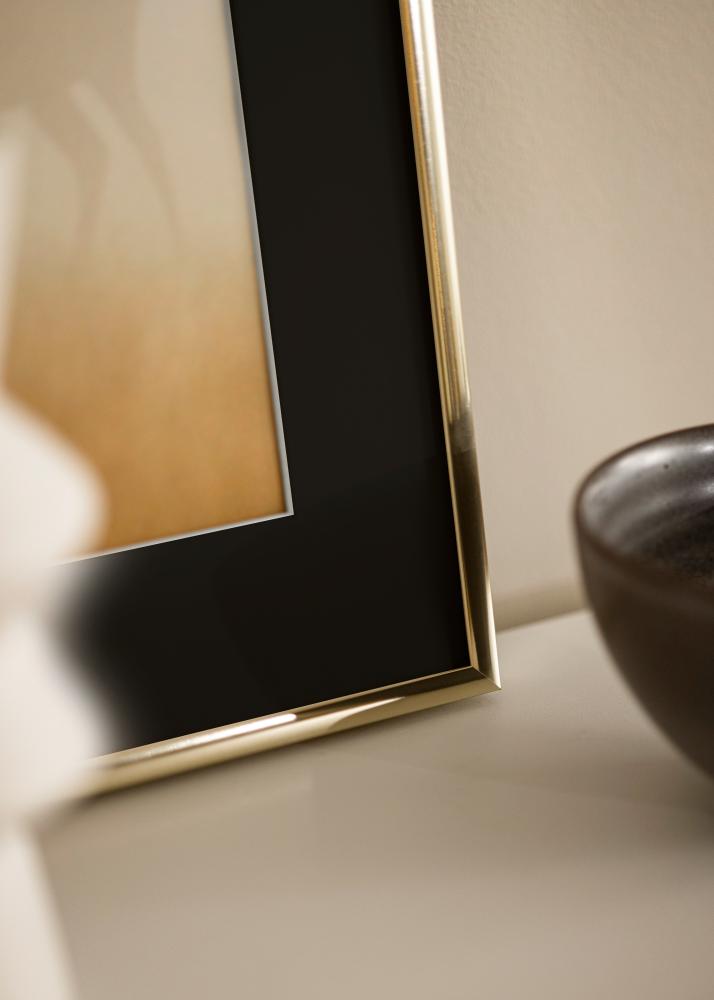 Ramme Aluminium Blank Guld 30x40 cm - Passepartout Sort 8x12 inches
