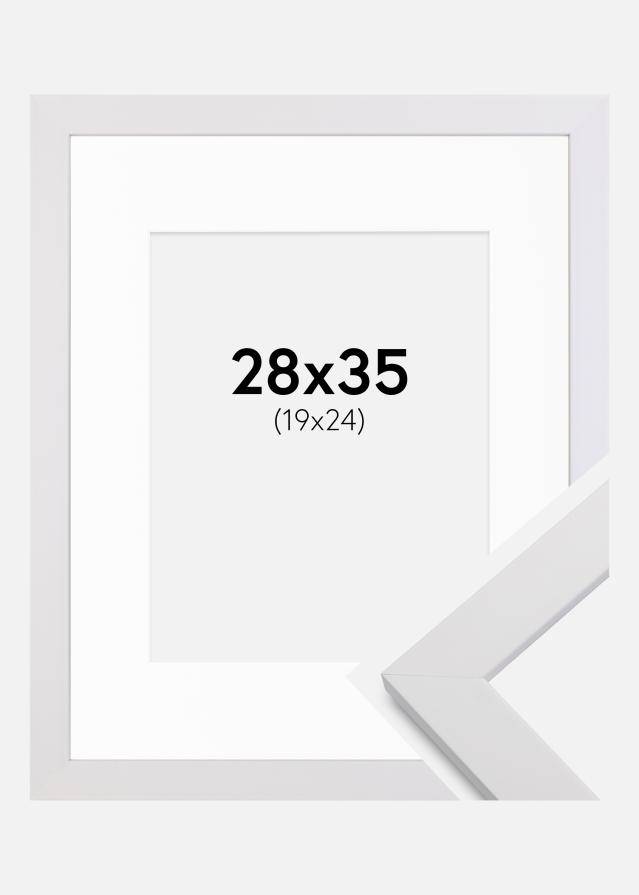 Ramme White Wood 28x35 cm - Passepartout Hvid 20x25 cm