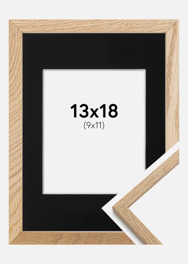 Ramme Oslo Eg 13x18 cm - Passepartout Sort 10x12 cm