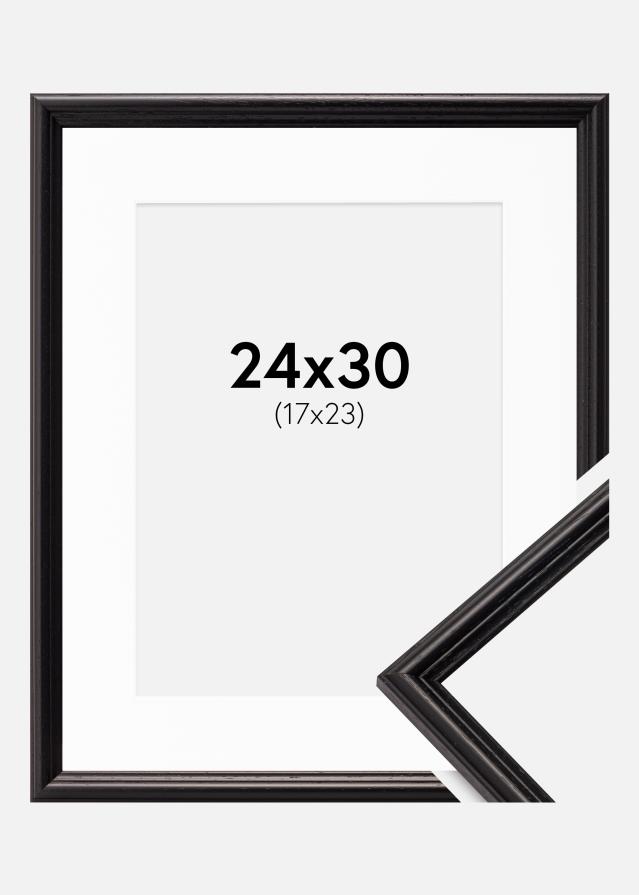 Ramme Horndal Sort 24x30 cm - Passepartout Hvid 18x24 cm