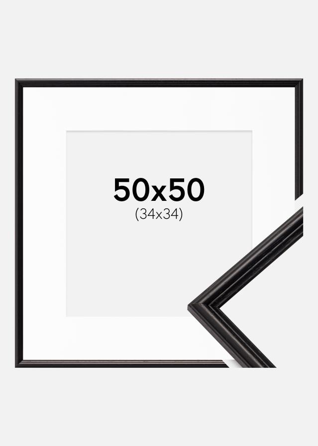 Ramme Horndal Sort 50x50 cm - Passepartout Hvid 35x35 cm
