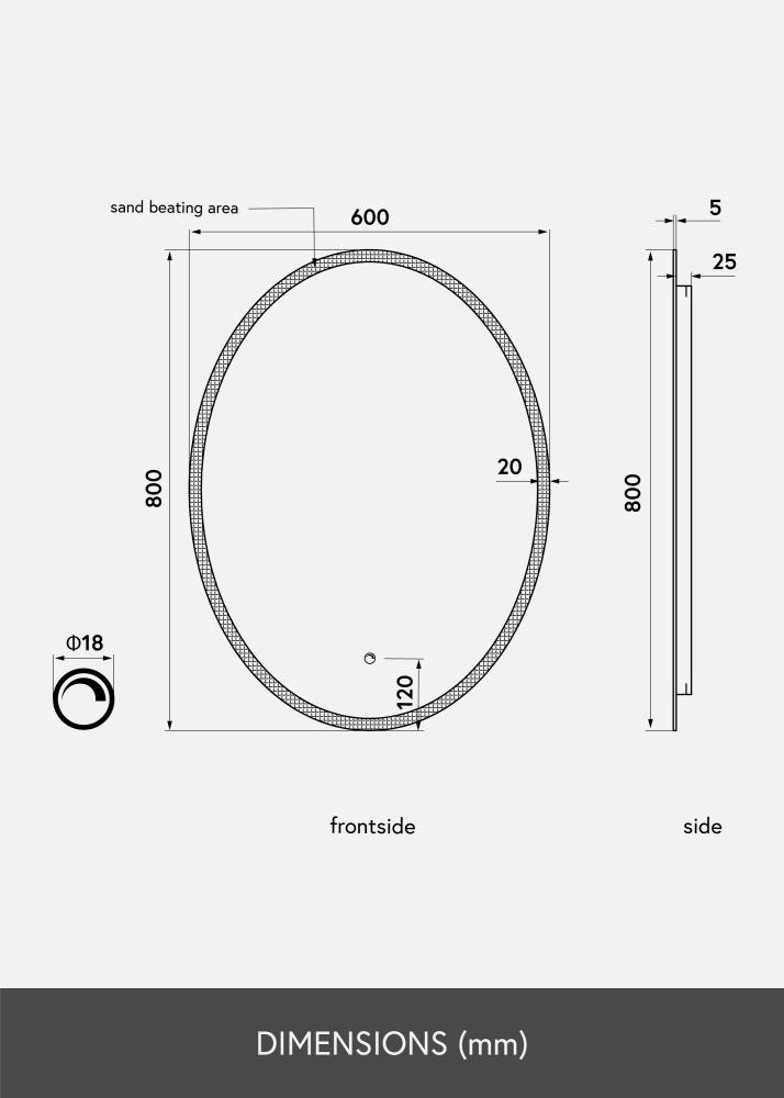 KAILA Spejl Oval LED 60x80 cm