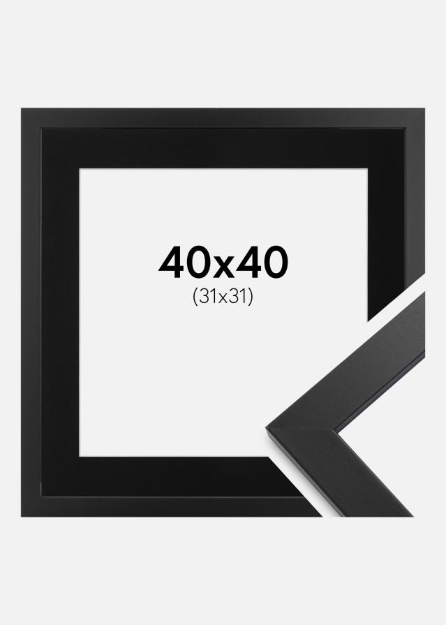Ramme Black Wood 40x40 cm - Passepartout Sort 32x32 cm